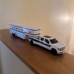 White Super Duty Truck with Horse Trailer